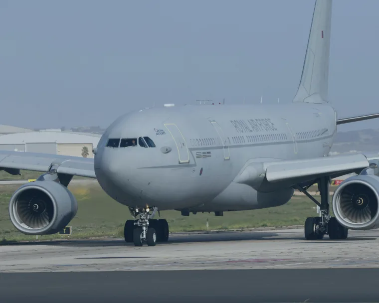 Airplane showcasing the aerospace and defense industry